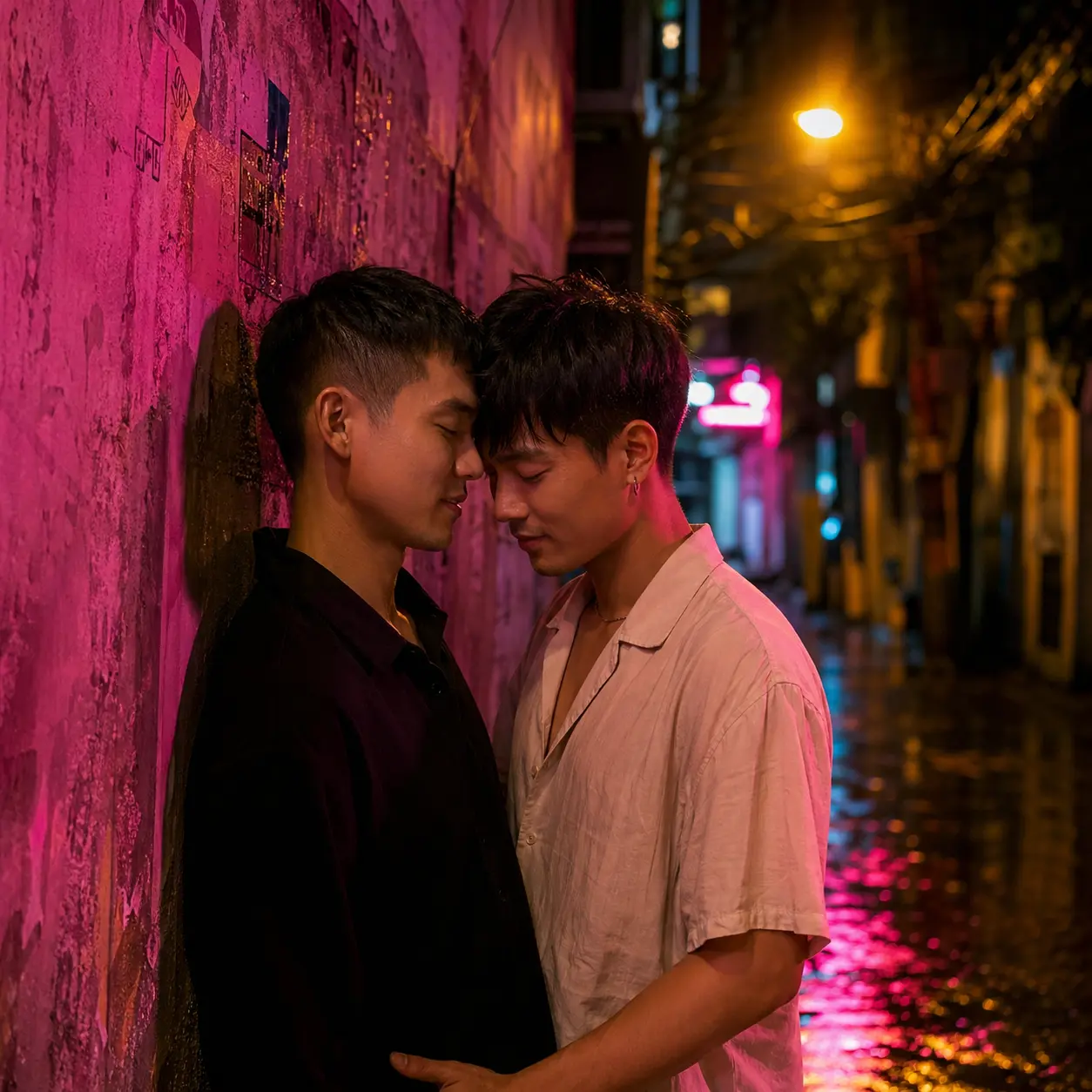 Queer love in a hidden Saigon alley at night